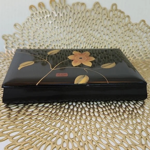 VTG JAPANESE AIZU-,NURI LACQUER FUMIBAKO BOX - Picture 7 of 13